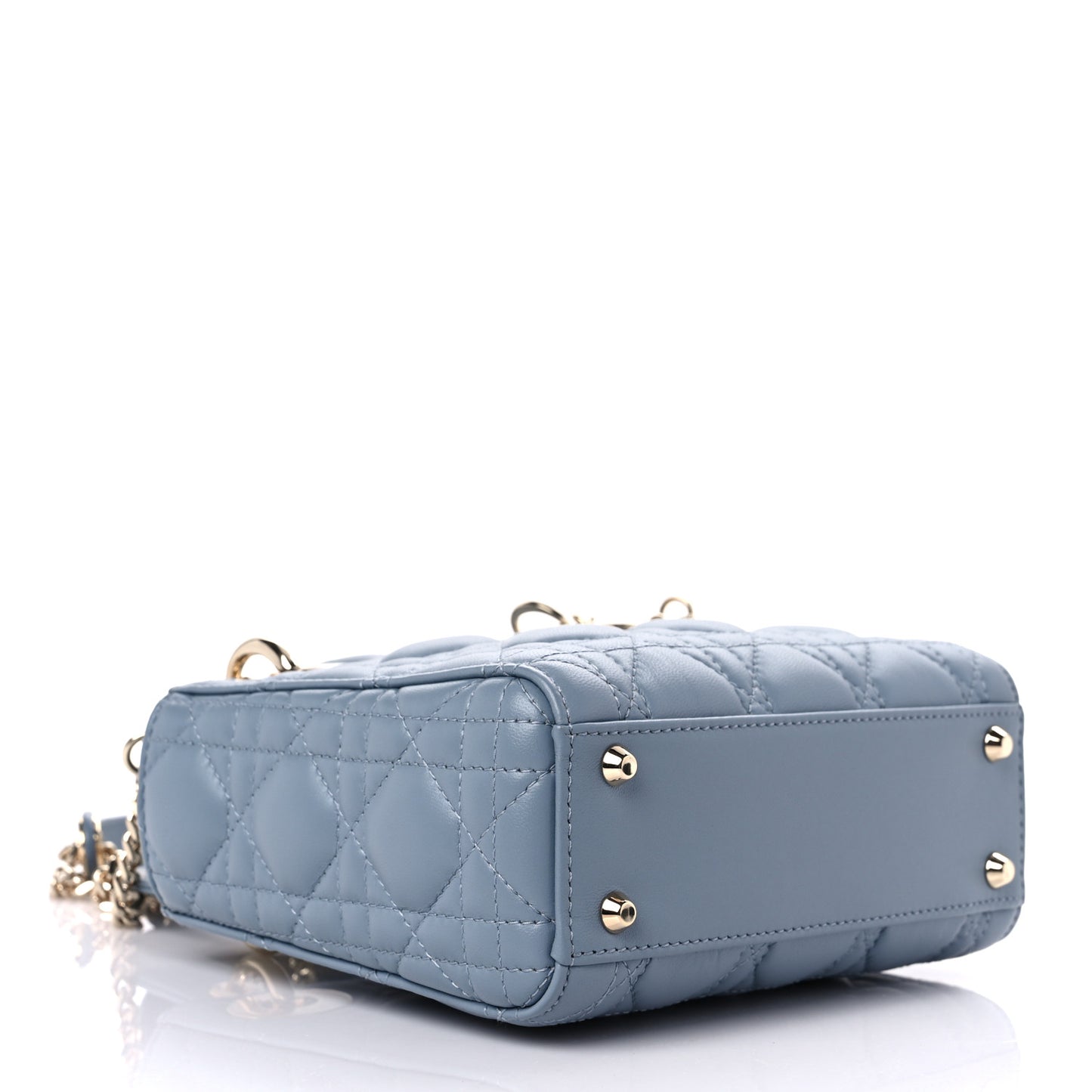 Lambskin Cannage Mini Lady Dior Cloud Blue