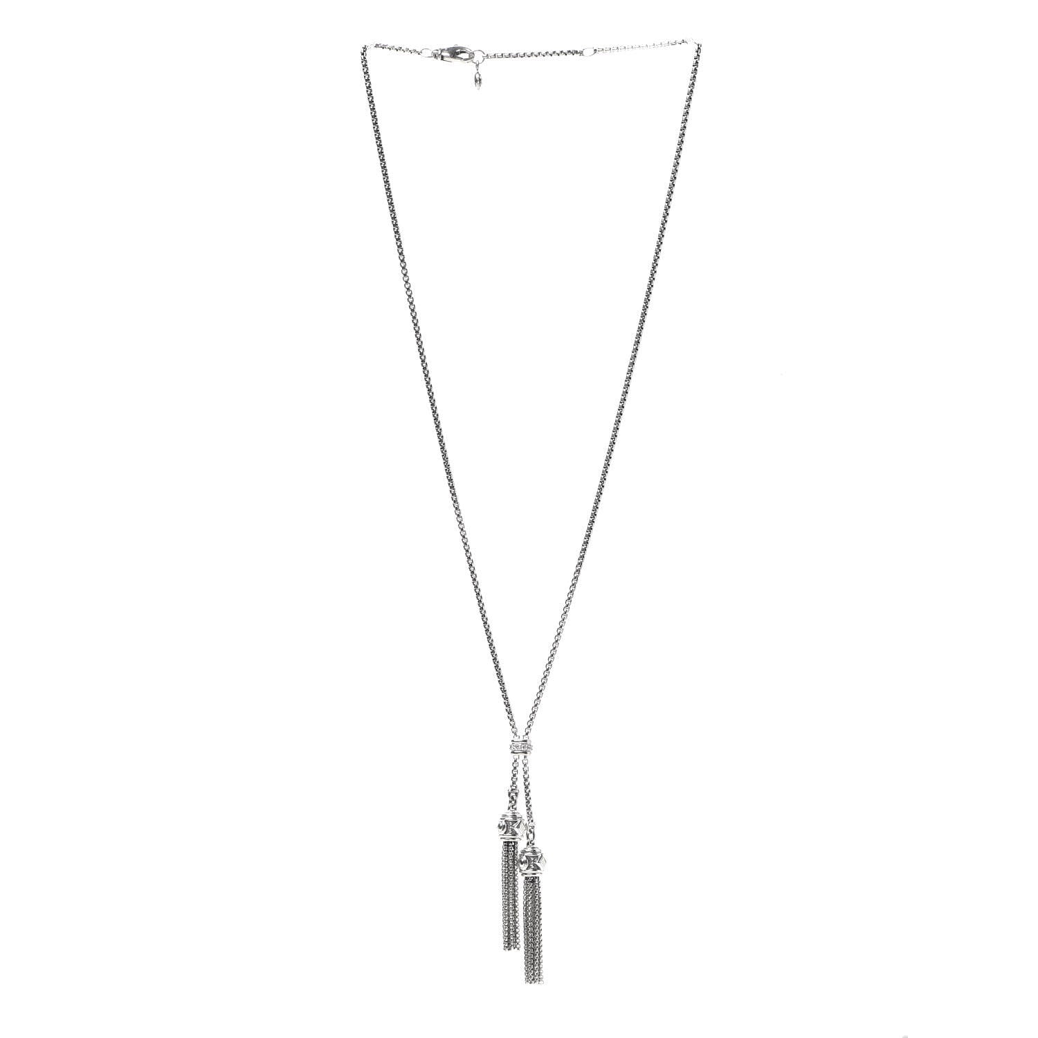 David Yurman Sterling Silver Diamond Renaissance Tassel Necklace 3 of 4