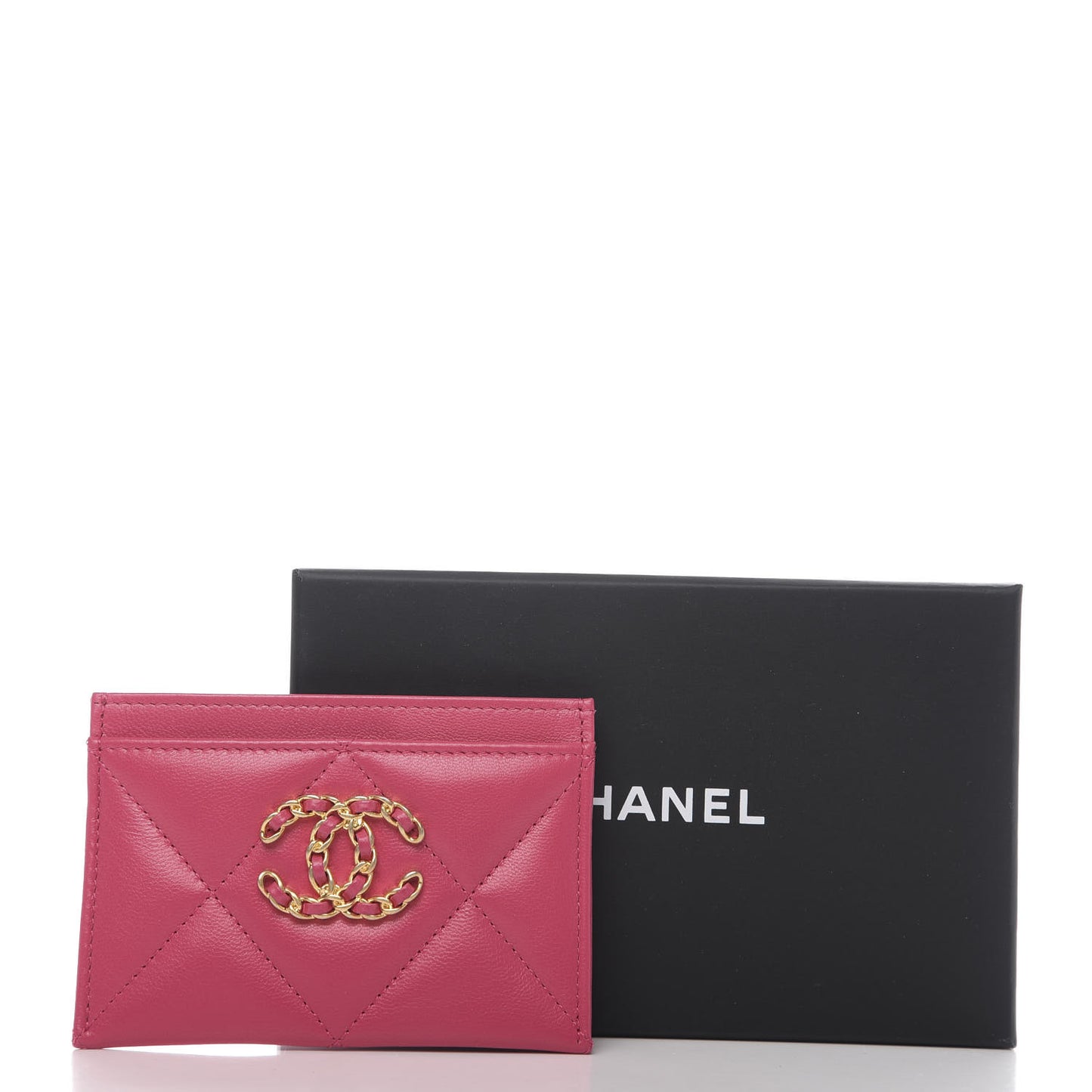 Shiny Goatskin Quilted 19 Card Holder Dark Pink