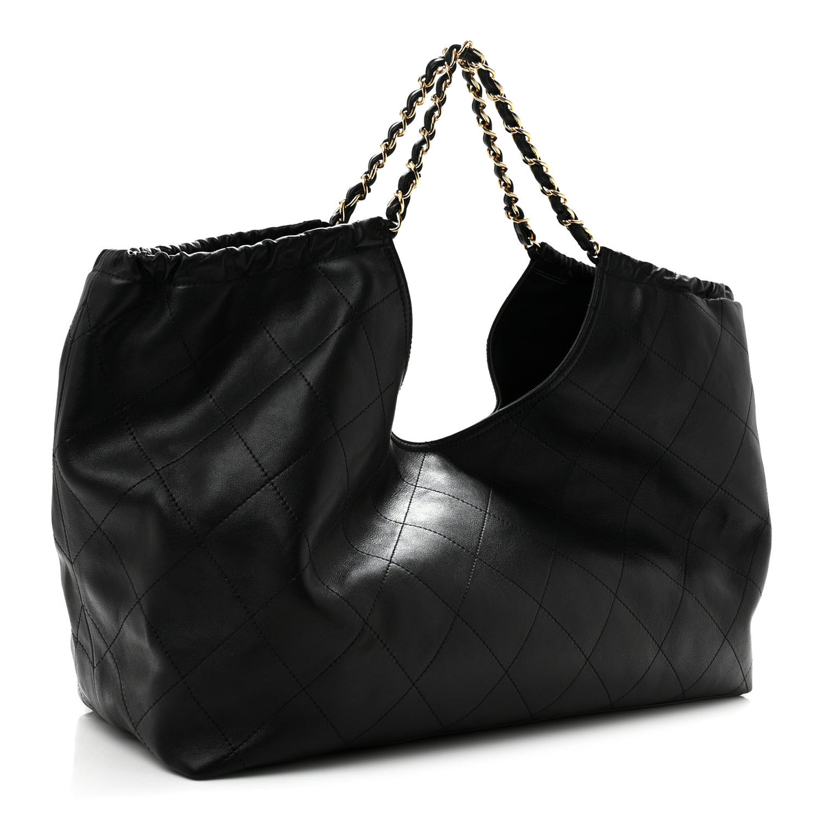 Lambskin Quilted Neo Cabas Shopping Tote Black