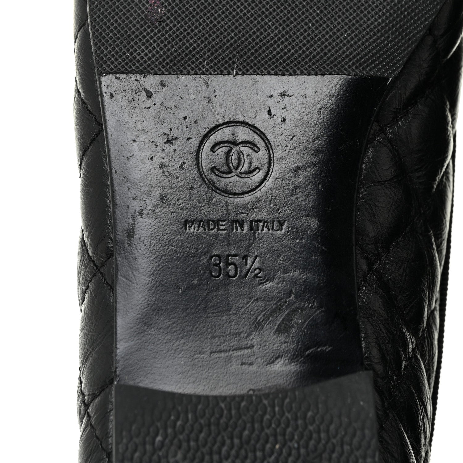 Chanel Aged Calfskin Quilted Cap Toe Ballerina Flats 35.5 Black 10 of 19