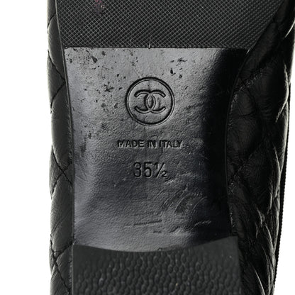 Chanel Aged Calfskin Quilted Cap Toe Ballerina Flats 35.5 Black 10 of 19