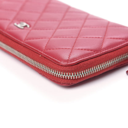 Chanel Lambskin Quilted Zip Around Wallet Dark Pink 12 of 13