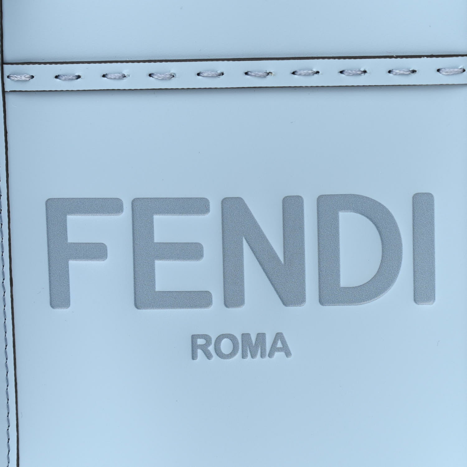 Fendi Vitello King Plexiglass Logo Embossed Mini Fendi Sunshine Shopper Tote Azzurro Baby 7 of 9