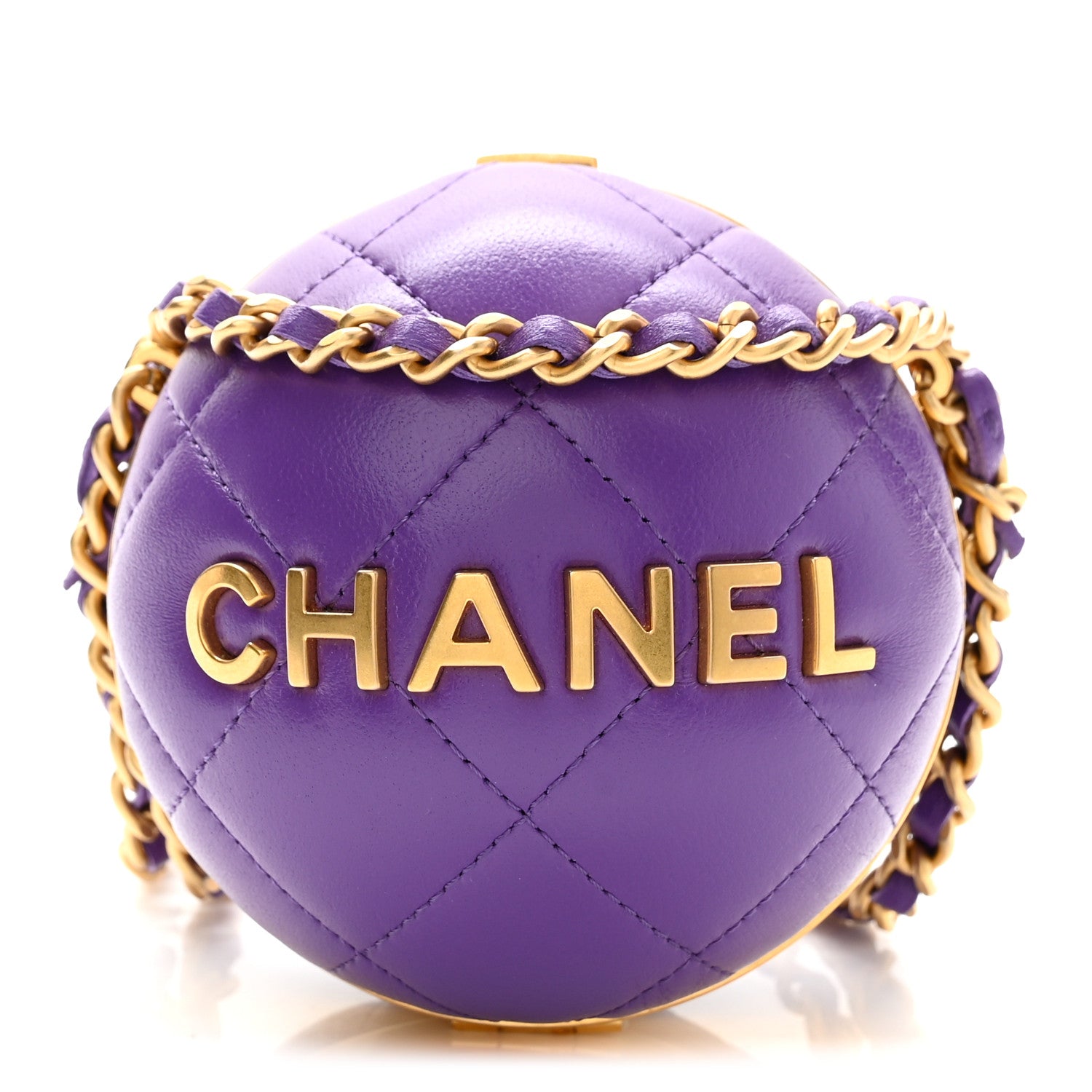Chanel Lambskin CC Minaudiere Sphere Chain Clutch Purple 1 of 10