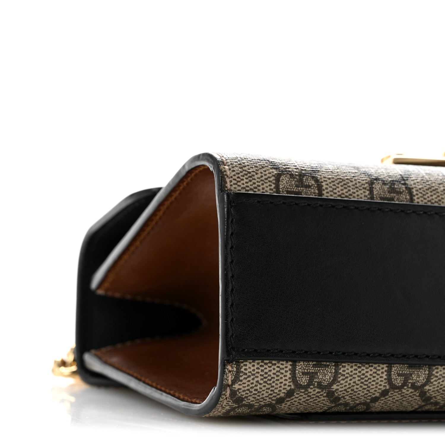 Gucci GG Supreme Monogram Calfskin Small Padlock Shoulder Bag Beige Black Cuir 9 of 12