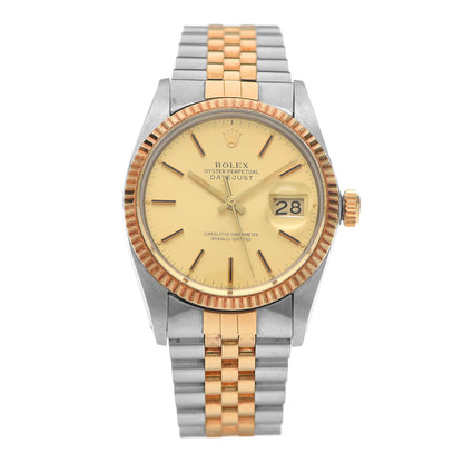 Rolex Stainless Steel 18K Yellow Gold 36mm Oyster Perpetual Datejust Watch Champagne 16013 1 of 12