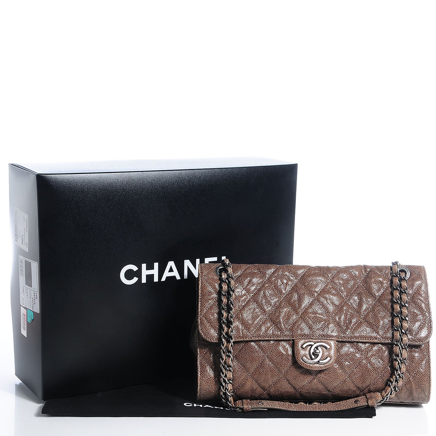 Chanel Crumpled Grained Calfskin CC Crave Jumbo Flap Brown 9 of 12