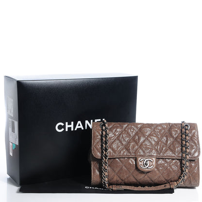 Chanel Crumpled Grained Calfskin CC Crave Jumbo Flap Brown 9 of 12