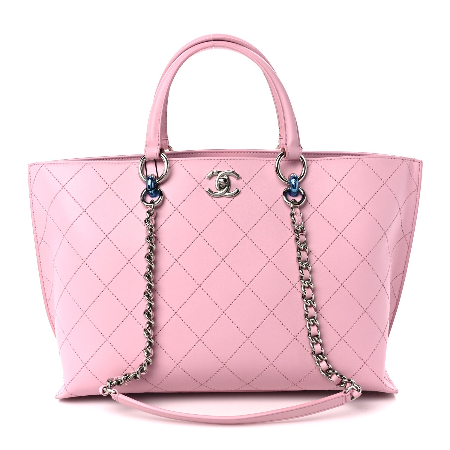 Chanel Calfskin Stitch Medium Ring My Bag Shopping Tote Pink 1 of 12