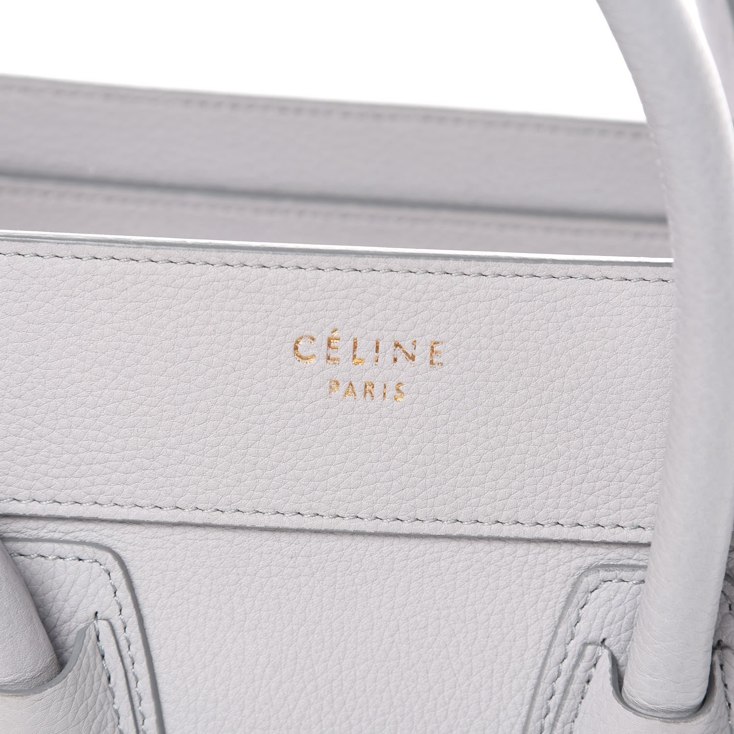 Celine Drummed Calfskin Micro Luggage Light Grey 6 of 12