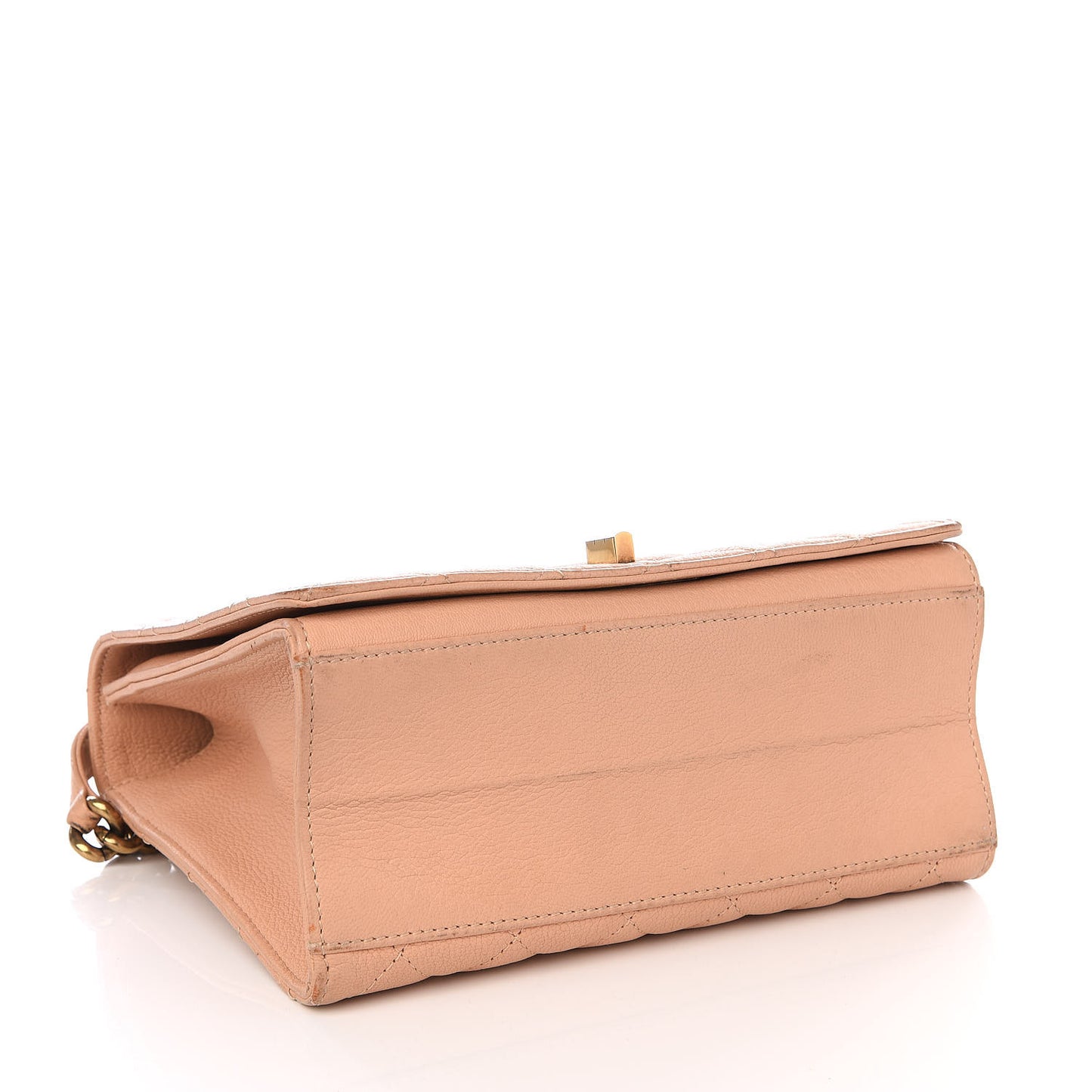 Goatskin Quilted Large Rita Top Handle Flap Beige
