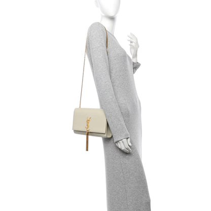 Saint Laurent Grain De Poudre Calfskin Medium Classic Monogram Kate Tassel Satchel Crema Soft 2 of 12