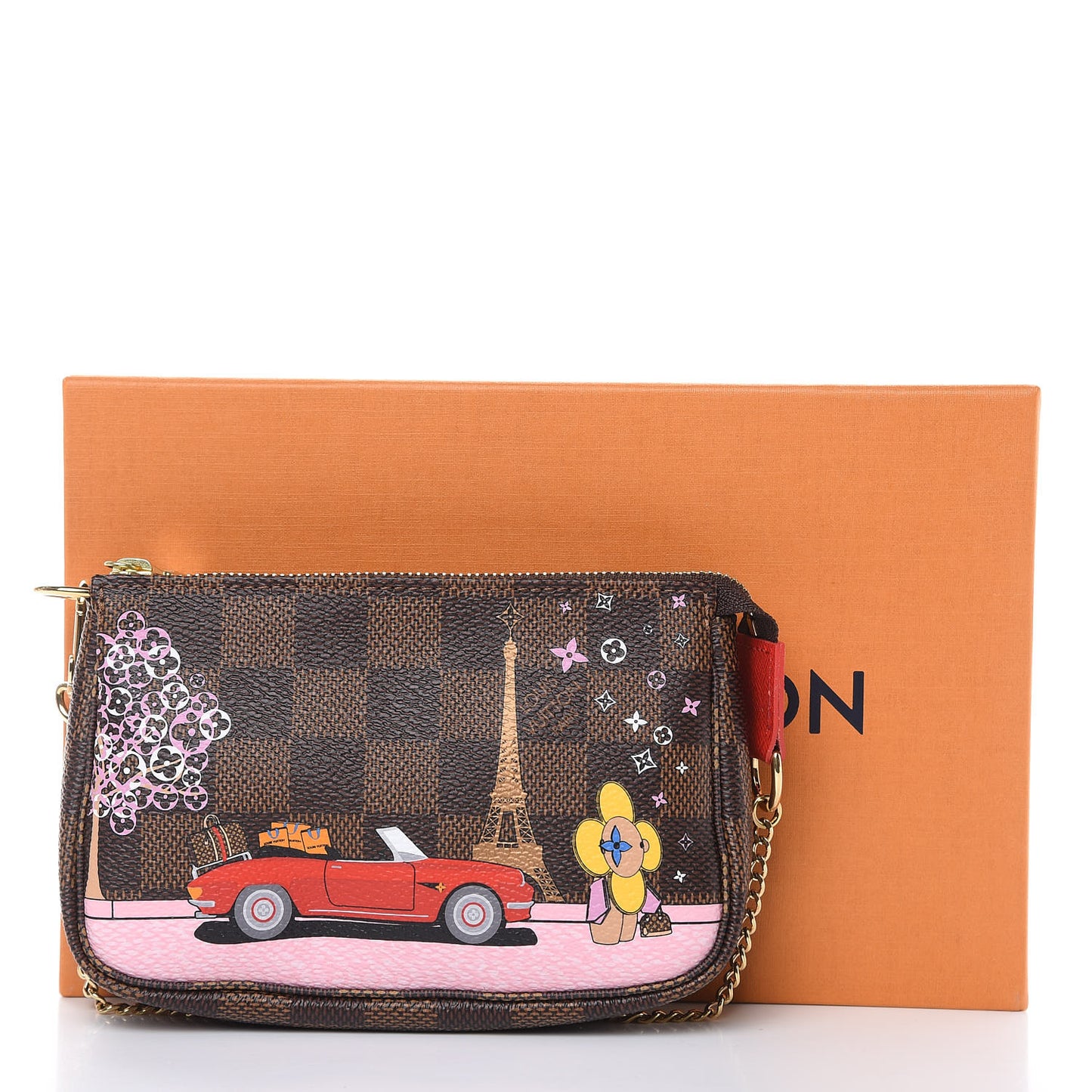 Damier Ebene 2019 Christmas Animation Mini Pochette Accessories Red