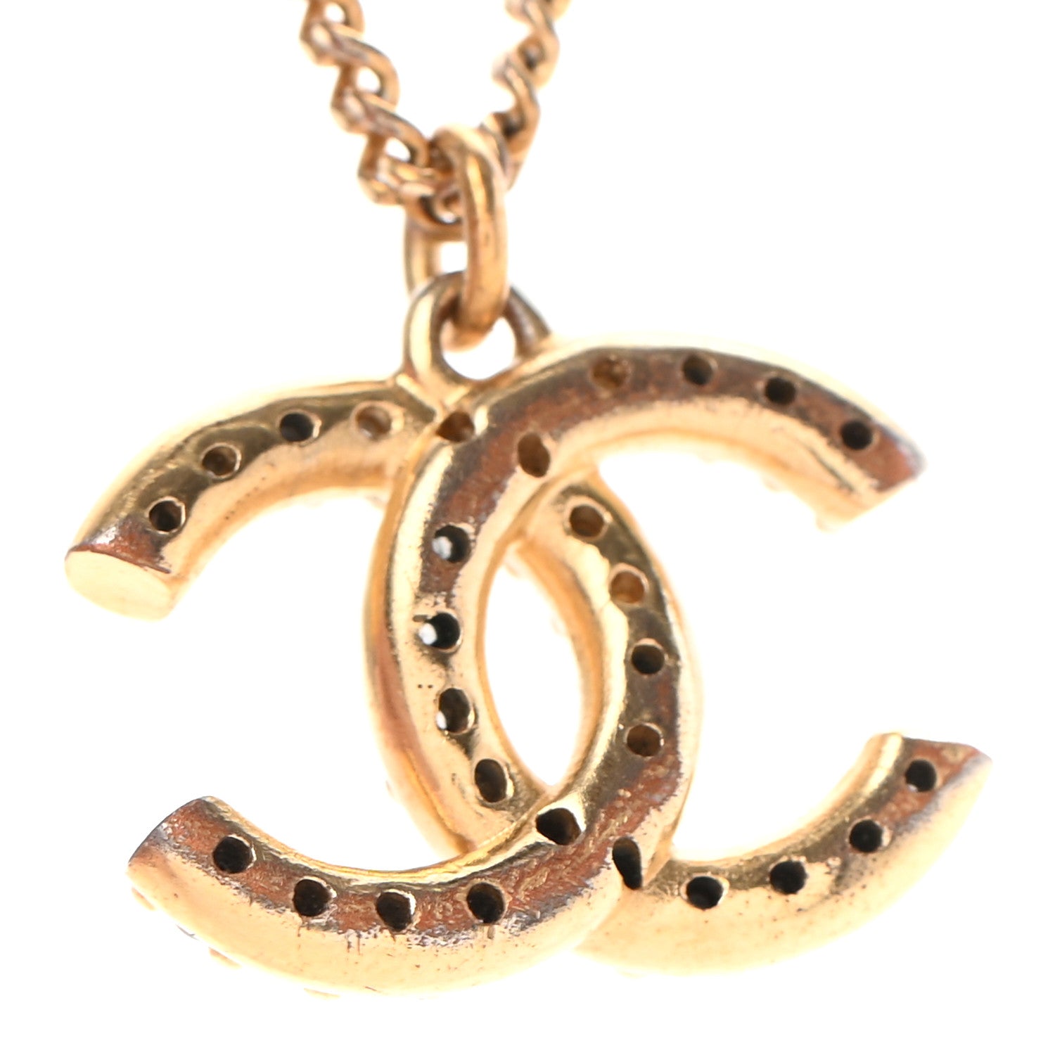 Chanel Crystal CC Pendant Necklace Gold 7 of 7