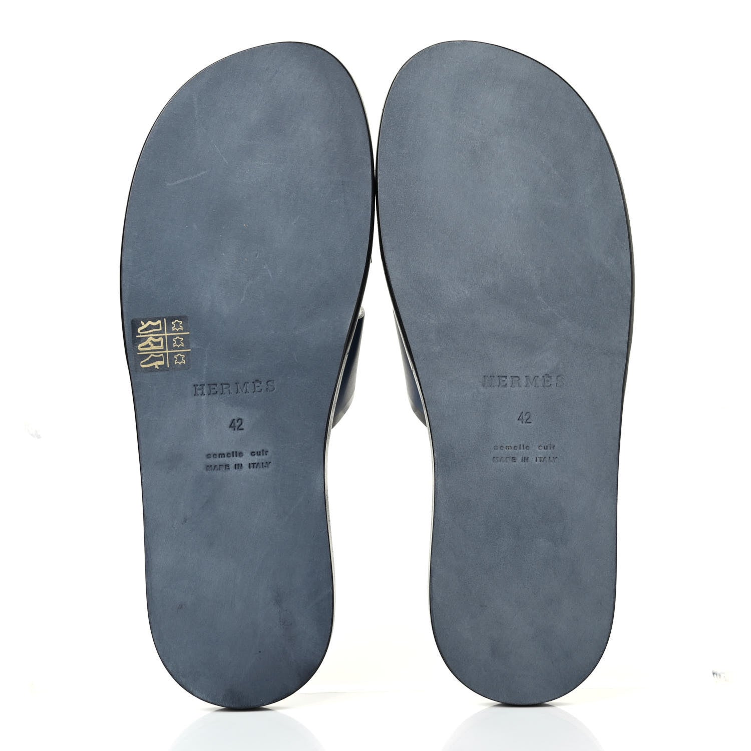 Hermes Calfskin Mens Izmir Sandals 42 Indigo Black 4 of 4