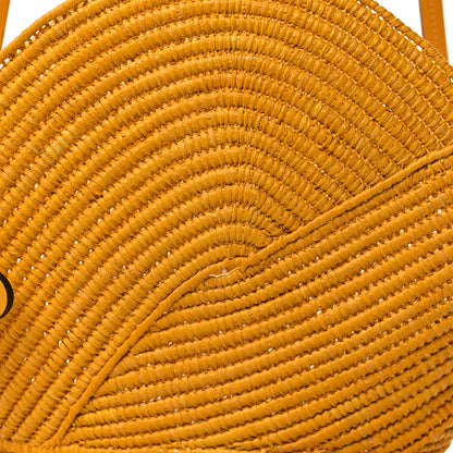 Loewe Calfskin Raffia Paulas Ibiza Petal Basket Tote Bag Ochre 8 of 10