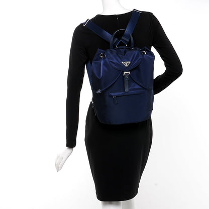 Prada Nylon Vela Saffiano Medium Cinch Backpack Baltico 2 of 7