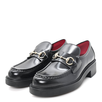 Gucci Cordovan Lux Horsebit Womens Lug Sole Loafers 39.5 Black 4 of 10