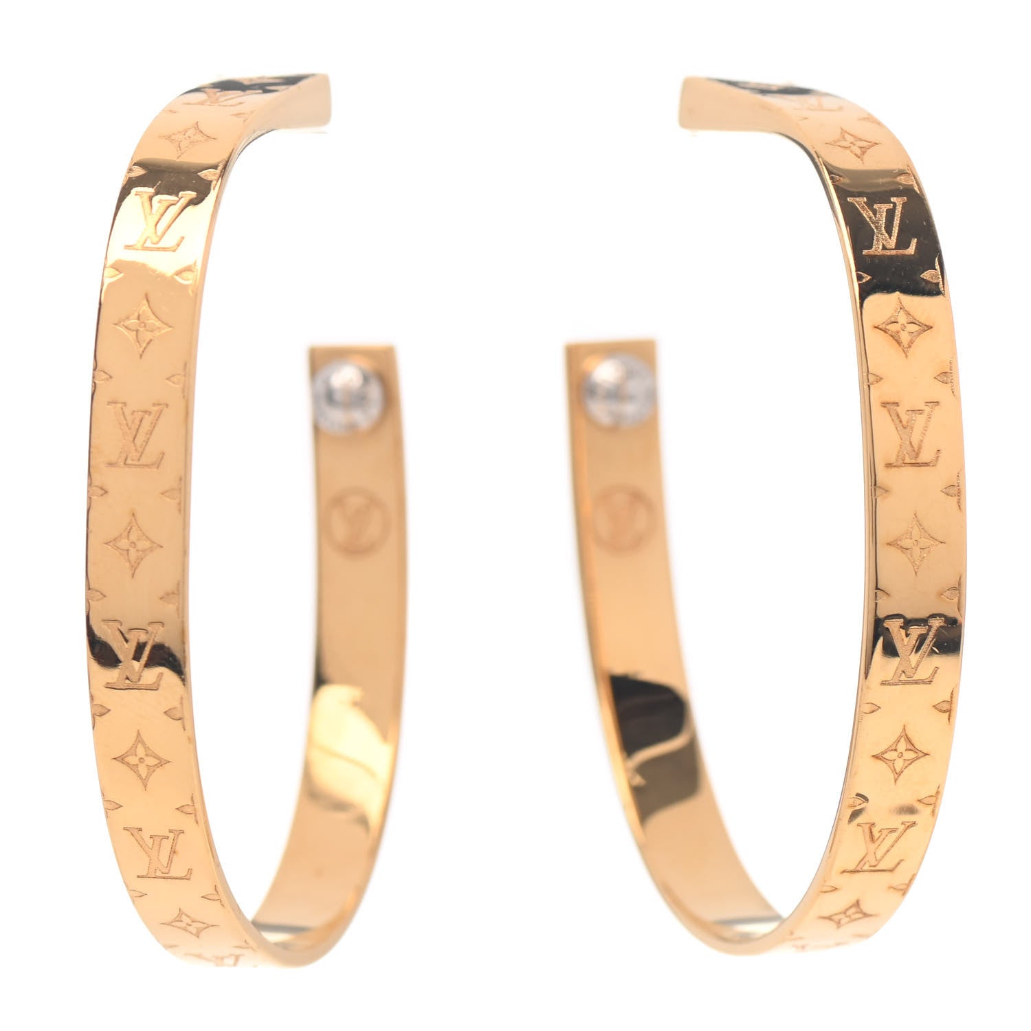 Louis Vuitton Nanogram Hoop Earrings Gold 1 of 4