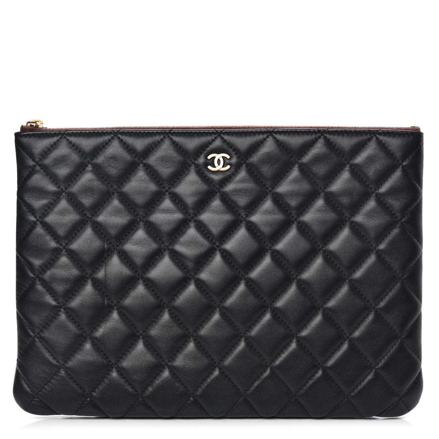 Lambskin Quilted Medium Cosmetic Case Black