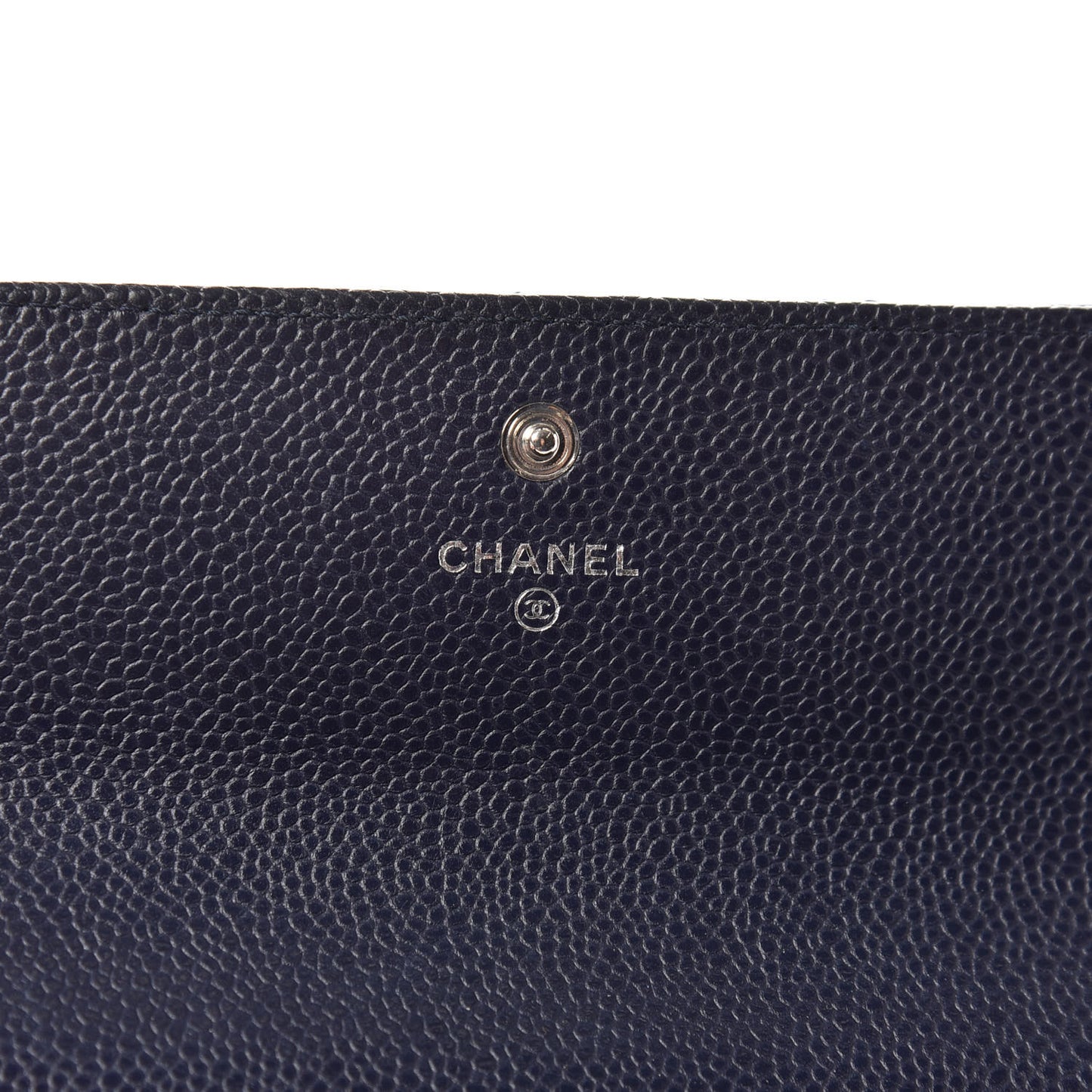 Caviar Quilted Large Gusset Flap Wallet Navy