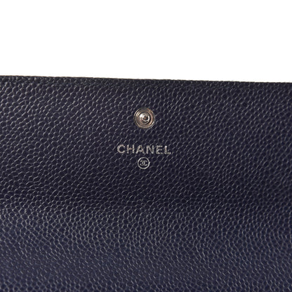 Chanel Caviar Quilted Large Gusset Flap Wallet Navy 6 of 9