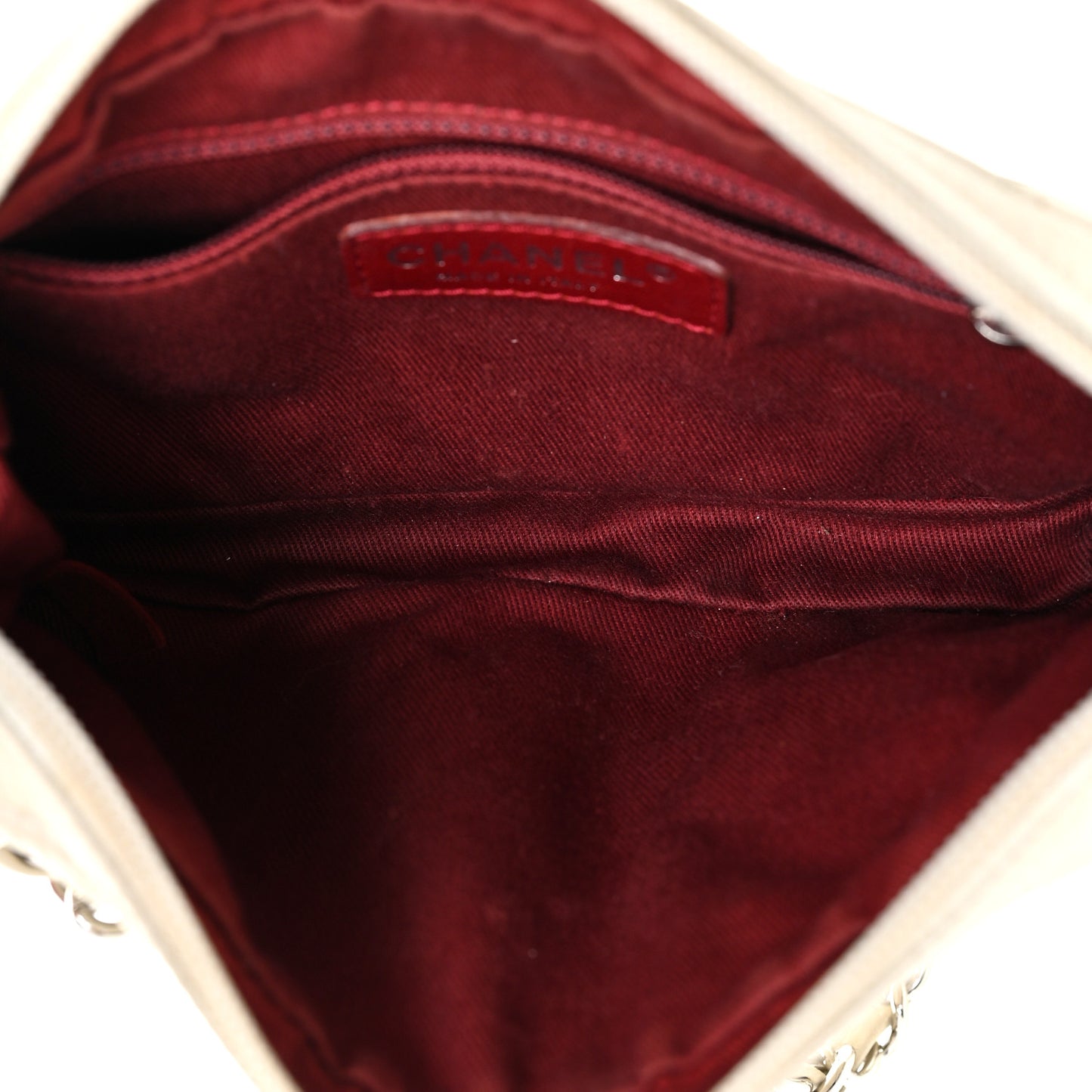 Aged Calfskin Quilted Cotton Club Pochette White