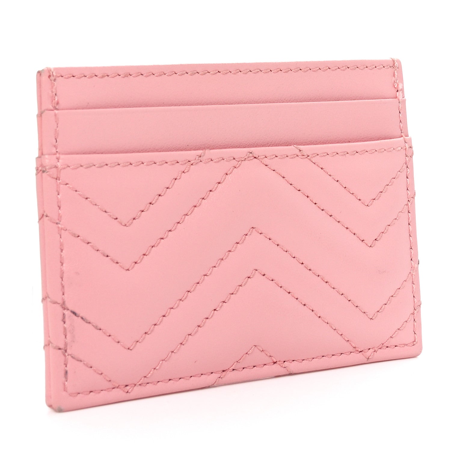 Gucci Calfskin Matelasse GG Marmont Card Holder Wild Rose 3 of 7