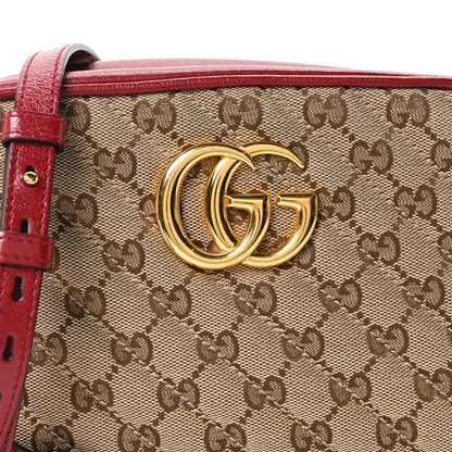 Gucci Monogram Azalea Calfskin Matelasse Diagonal Small GG Marmont Chain Shoulder Bag Beige Ebony New Cherry Red 9 of 11