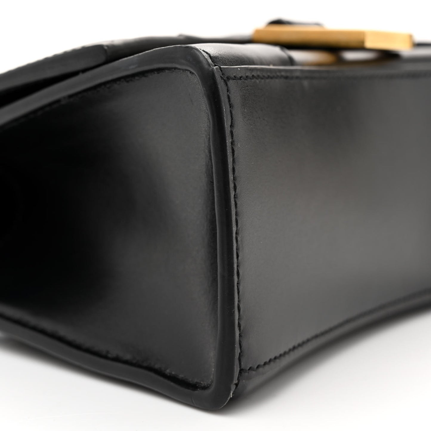 Shiny Box Calfskin Hourglass Top Handle Bag XS Black