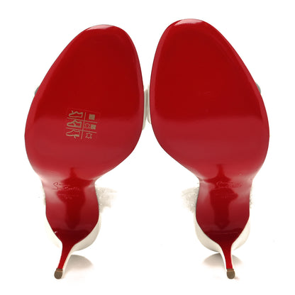 Christian Louboutin Crepe Satin Tulle Sandale Du Desert 100 Ankle Wrap Sandals 39 Ivory White 5 of 8