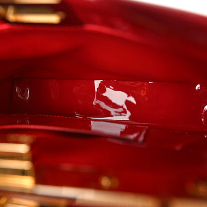 Fendi Vitello Vernice Mou Mini Peekaboo Iconic Satchel Rosso Cardinale 6 of 10