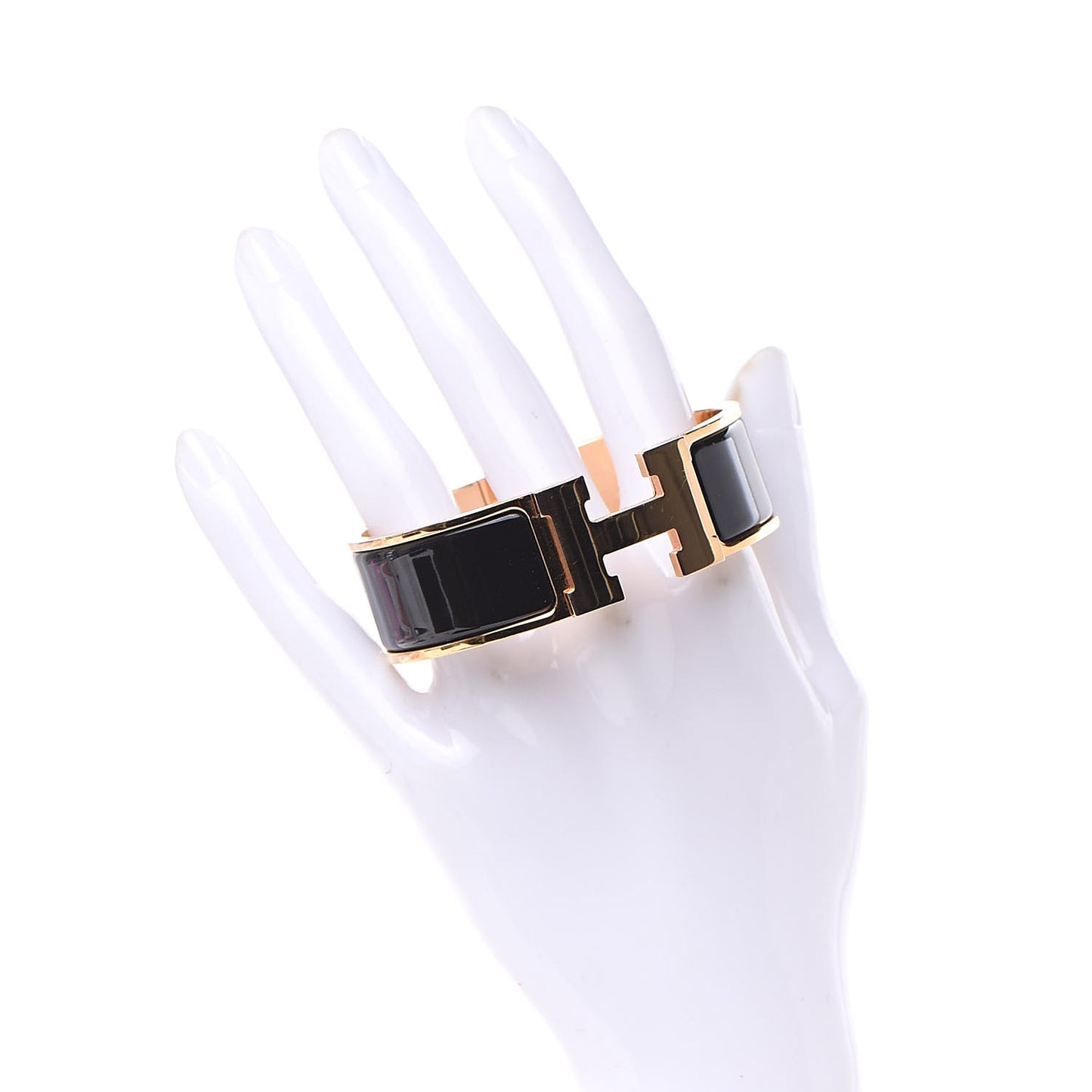 Enamel Wide Clic Clac H Bracelet GM Black
