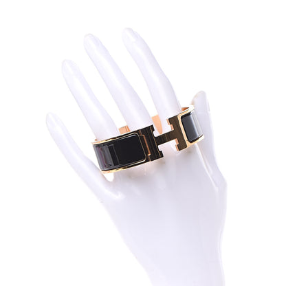 Hermes Enamel Wide Clic Clac H Bracelet GM Black 2 of 6
