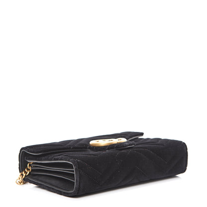 Gucci Velvet Matelasse GG Marmont Chain Wallet Black 3 of 10