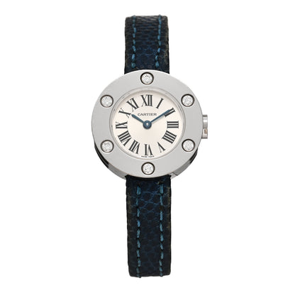 Cartier 18K White Gold Alligator Diamond 23mm Love Quartz Watch Blue 1 of 5