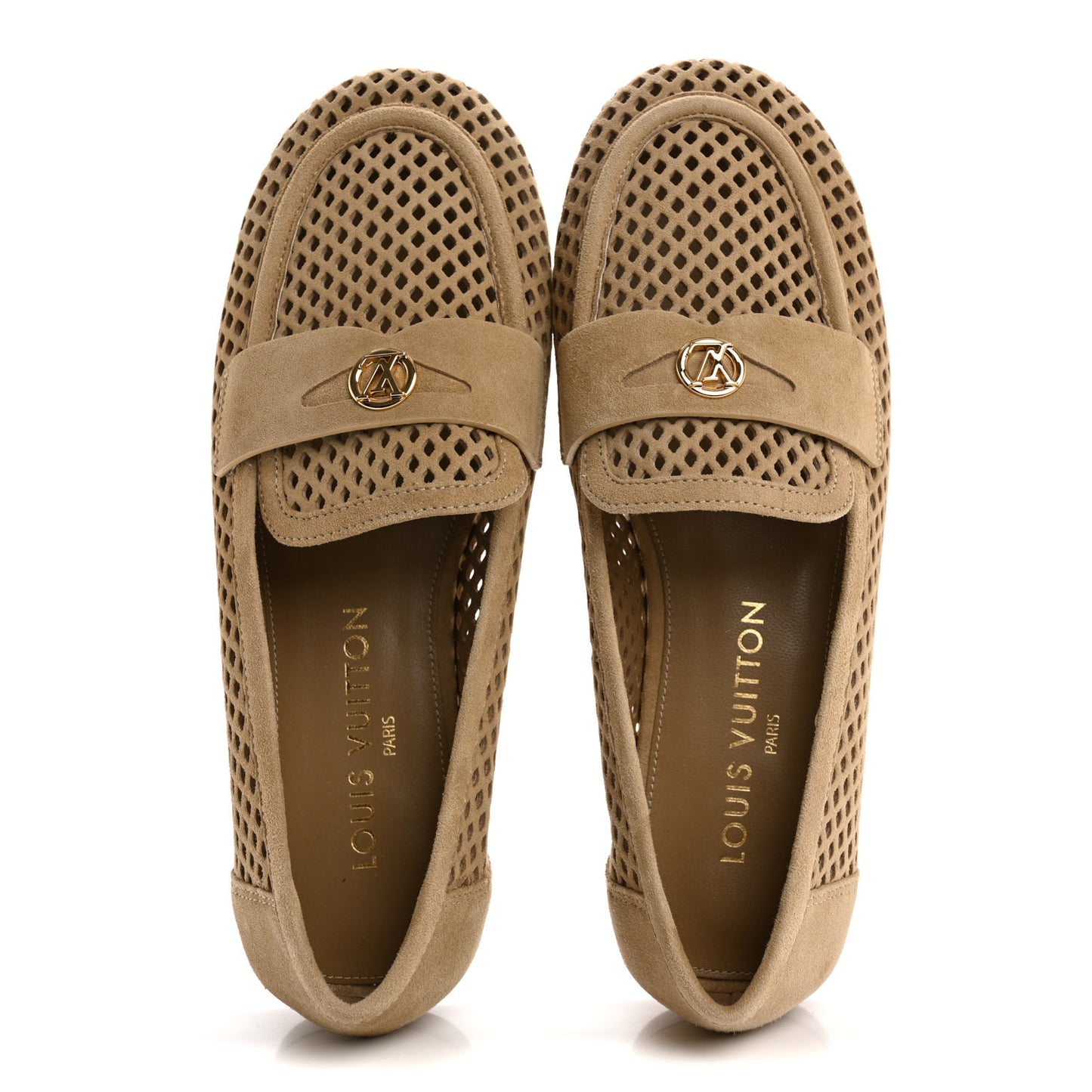 Suede Perforated Soho Flat Loafer 39 Beige
