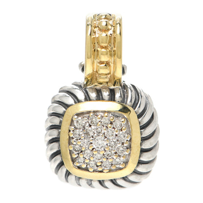 David Yurman Sterling Silver 18K Yellow Gold Diamond Pave 8mm Albion Pendant 1 of 3