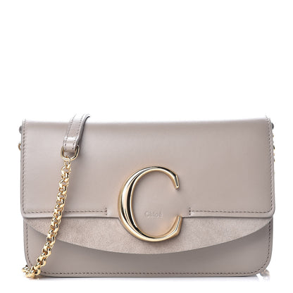 Chloe Calfskin Suede C Clutch With Chain Motty Grey 1 of 10