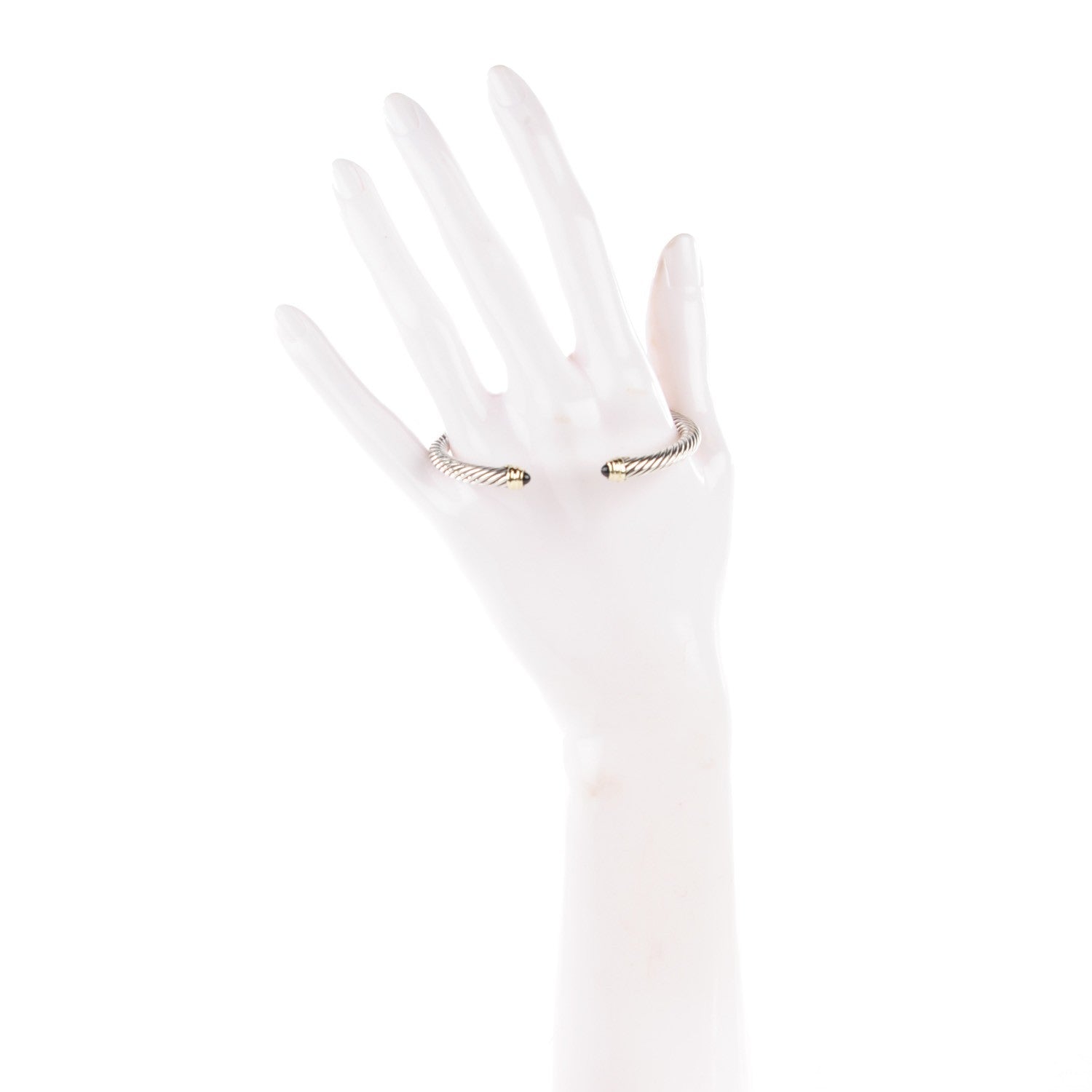 David Yurman Sterling Silver 14K Yellow Gold Black Onyx 5mm Cable Classics Bracelet 2 of 5
