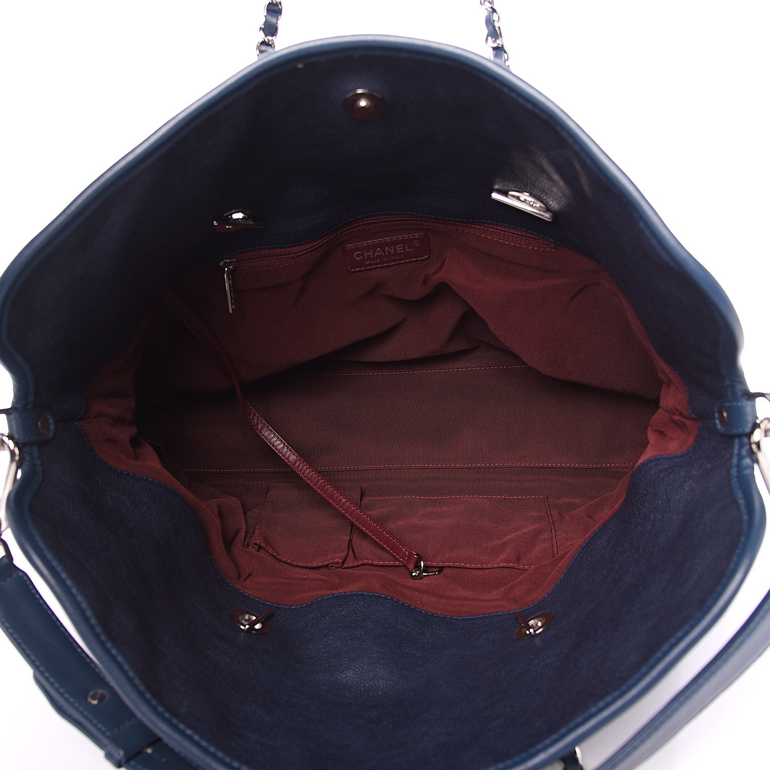 Chanel Caviar Quilted French Riviera Shoulder Bag Dark Navy Blue 4 of 13