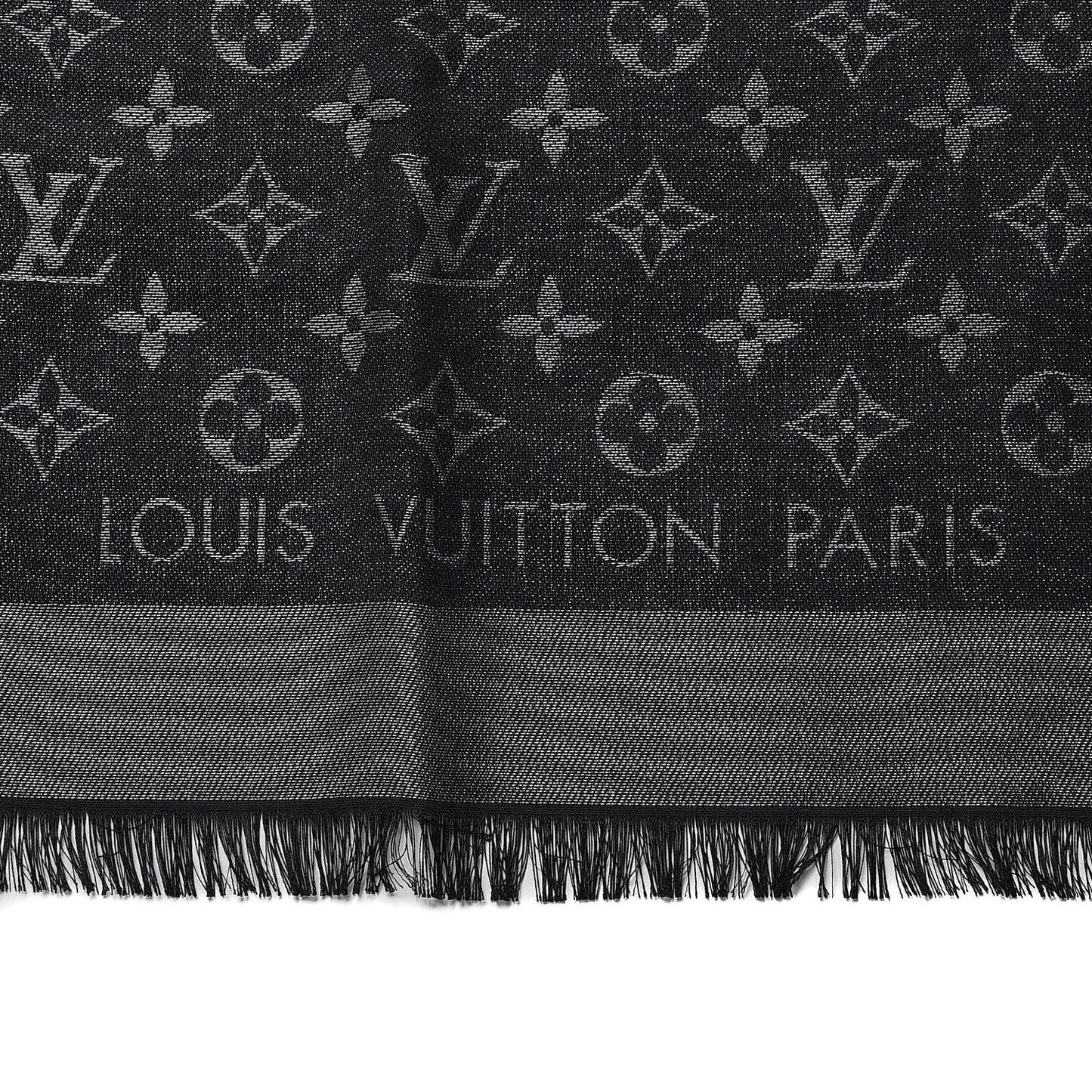 Silk Lurex Wool Monogram Shine Shawl Black