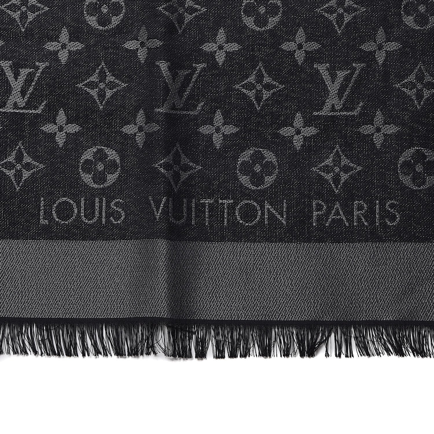 Louis Vuitton Silk Lurex Wool Monogram Shine Shawl Black 3 of 4