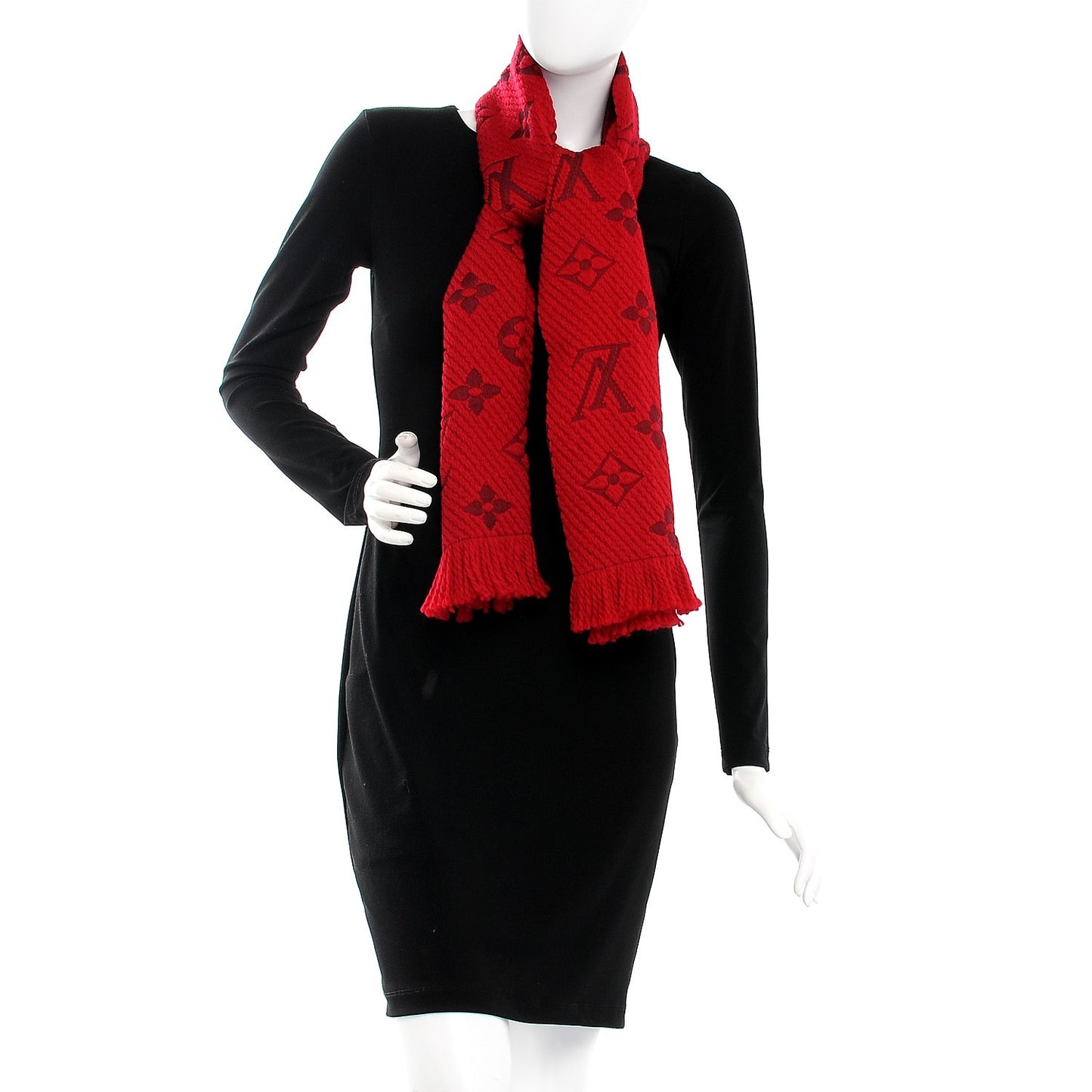 Wool Silk Logomania Scarf Rubis