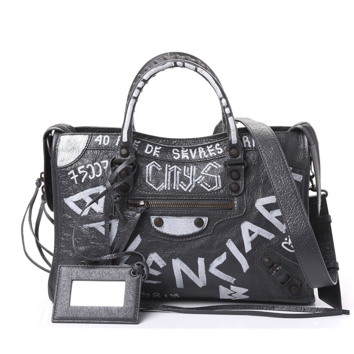 Agneau Arena Graffiti All Over Classic Hardware S City Gris Fossile White