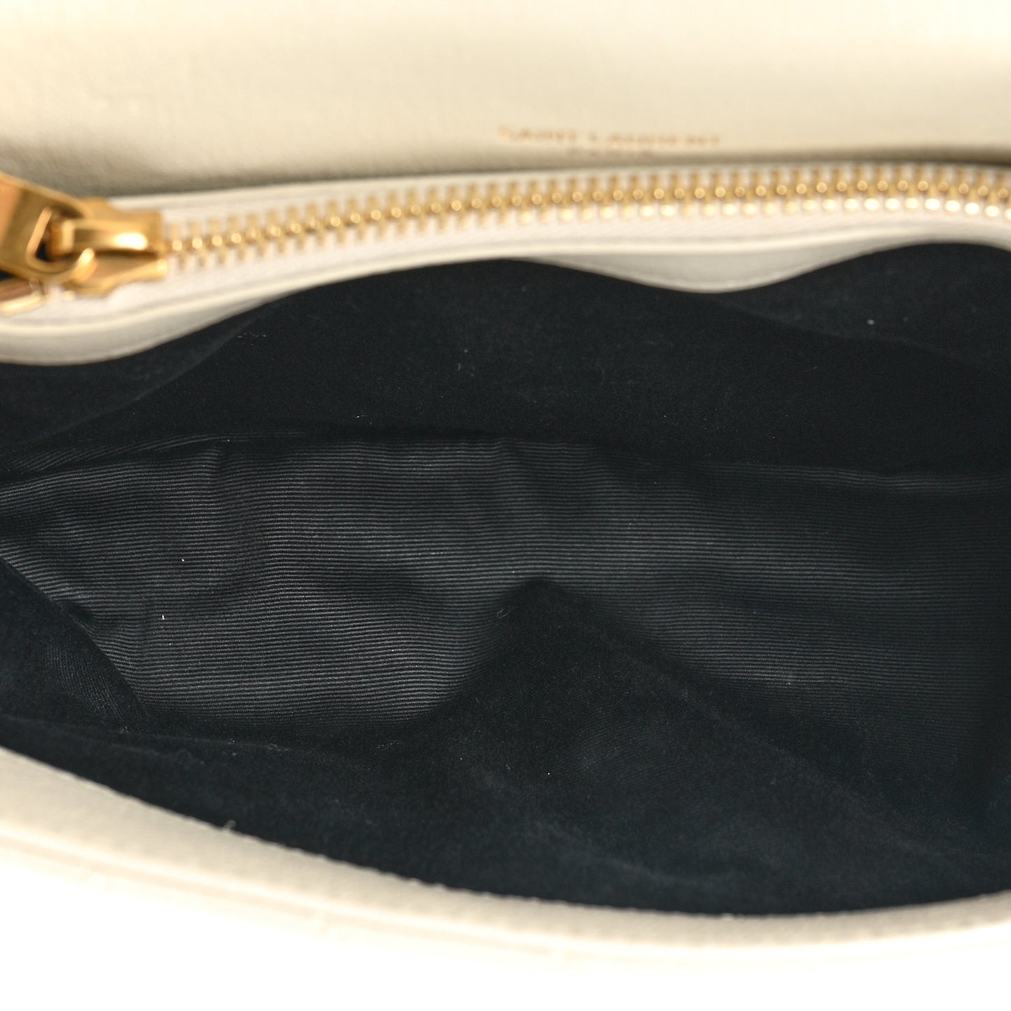 Sheepskin Matelasse Chevron Monogram Medium College Bag Crema Soft