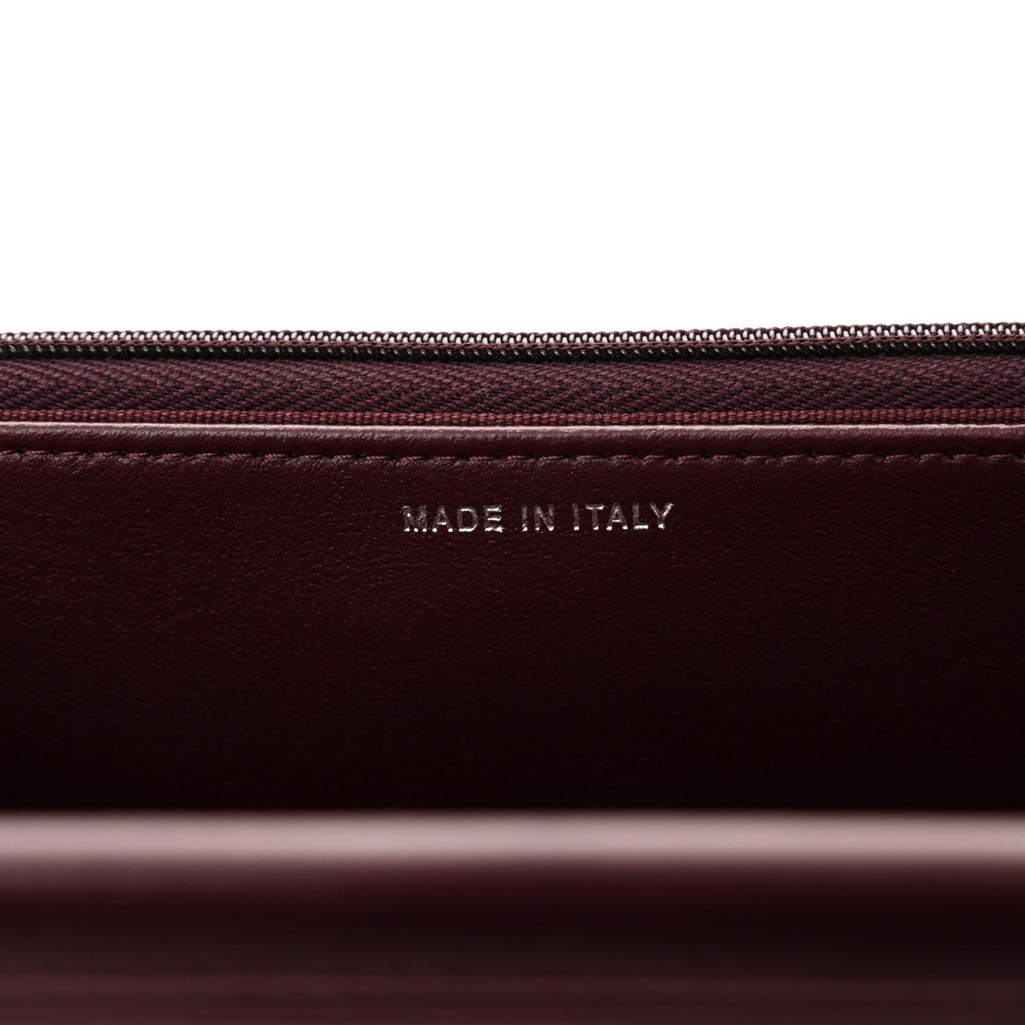 Lambskin Quilted Enamel CC Wallet On Chain WOC Burgundy