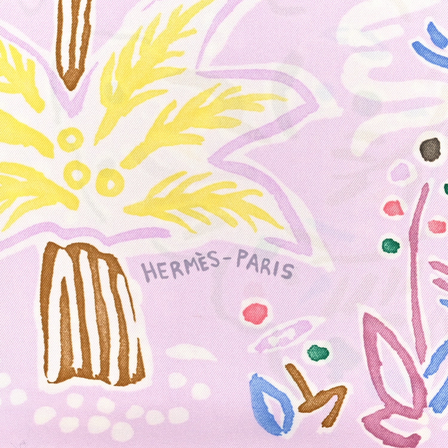 Hermes Silk Isola Di Primavera Scarf 90 Rose Pale Bleu Jaune 2 of 3
