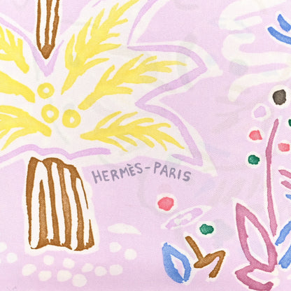 Hermes Silk Isola Di Primavera Scarf 90 Rose Pale Bleu Jaune 2 of 3